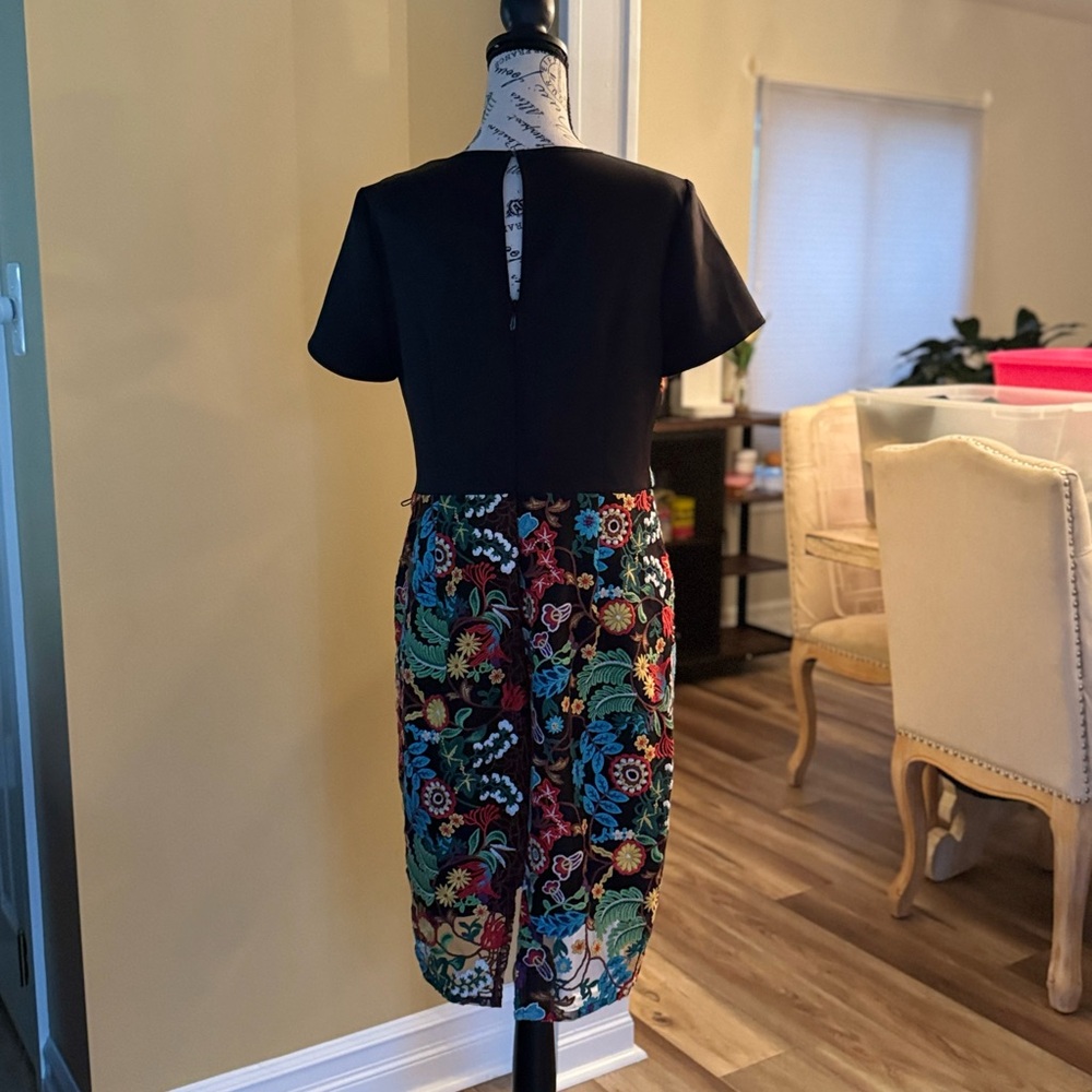 Floral Embroidered Black Skirt
